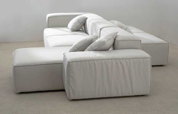 Orinza Pleats White Patio Modular Sectional Sofa M069