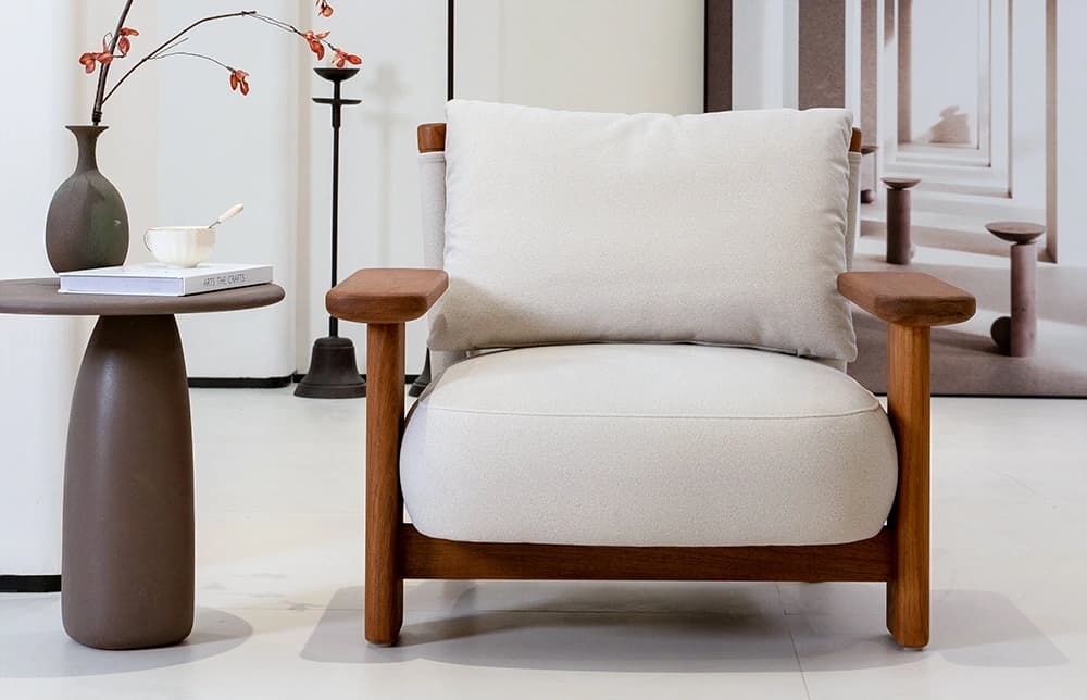  MIGLIO Teak upholstered Lounge Chair Outdoor M071 thumbnail 3