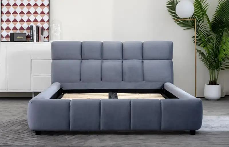 Lily Blue Upholstery King Size Platform Bed Frame L904