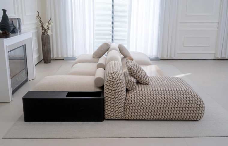 Harvey Double-sided Modular Storage Sofa with Coffee Side Table M136