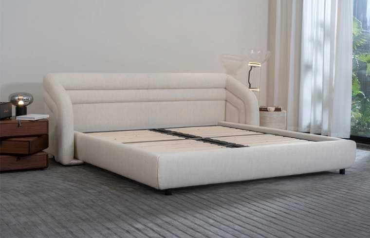 Mia Minimalist Upholstery King Size Bed with Headboard L774 Back