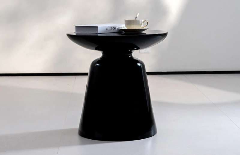 Miglio Notte Black Fiberglass Round Side Table Outdoor TC1194