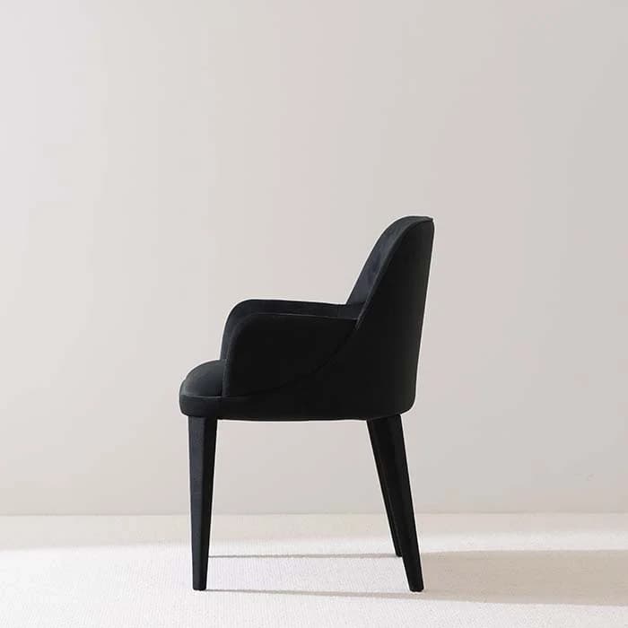 Modern Minimalist Black Velvet Upholstered Backrest Dining Armchair thumbnail 3
