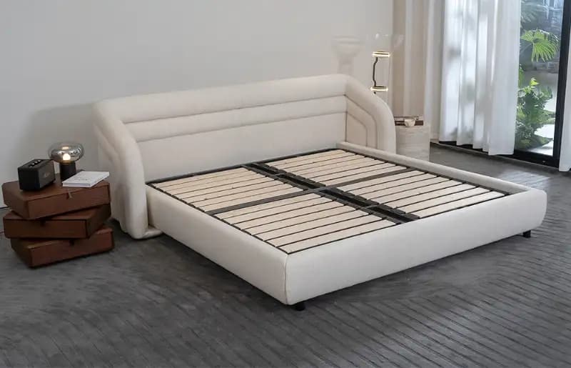 Mia Minimalist Upholstery King Size Bed with Headboard L774 - View 1