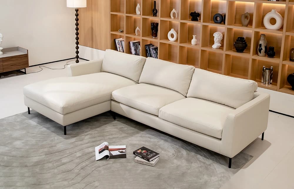 Norda Minimalist Upholstered Leather Sectional Sofa RC837